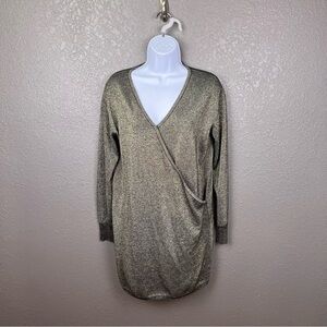 CALLAHAN Oversized Sweater Dress Gold and Black Long Sleeve Size Small